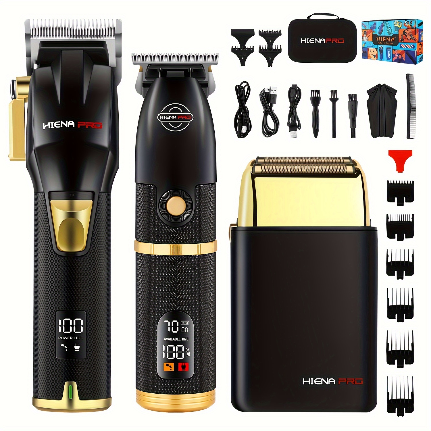 

Professional Hair Clipper Set For Men Usb Rechargeable Hair Trimmer With Lcd Digital Display Electric Clipper Good For Men's Festival Gift Birthday Gift