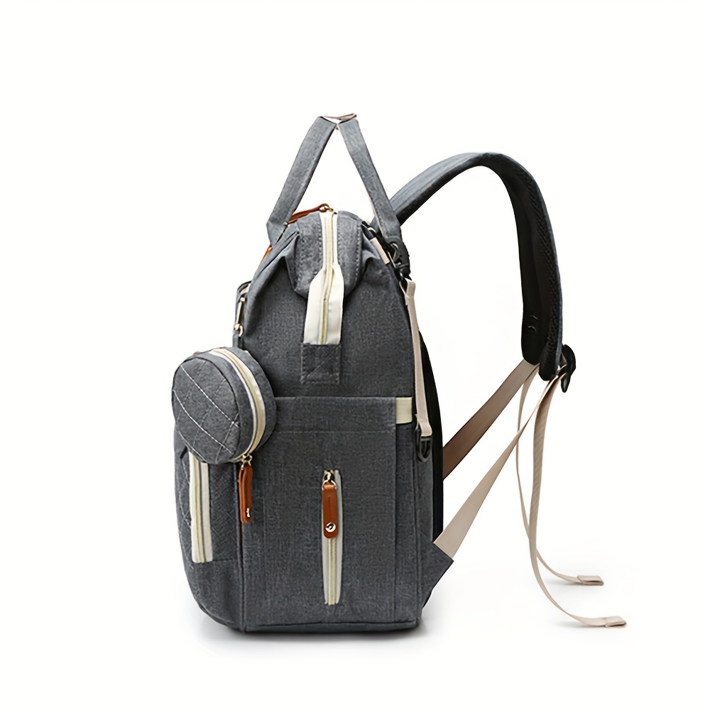 Mochila Acolchada de Gran Capacidad para Pañales; Bolso Versátil para Padres de Viaje; Bolso Ligero y Portátil con Múltiples Compartimentos, Bolsillos para Snacks y Chupetes para Madres - Imagen 11