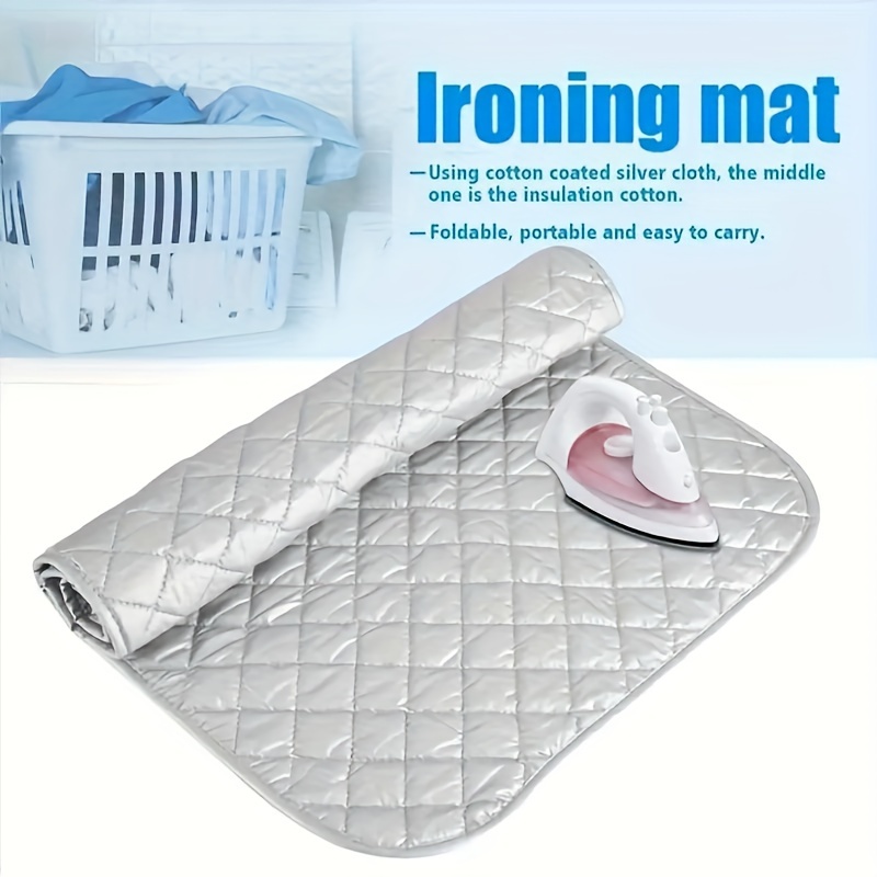 

Portable Silver Coated Ironing Mat With Thick Cotton Padding, Heat-resistant Non-electric Tabletop Pad For Travel, Hotel, Dorm – Multipurpose Laundry Pad For Dryer, Washer Or Any Surface – 1 Piece