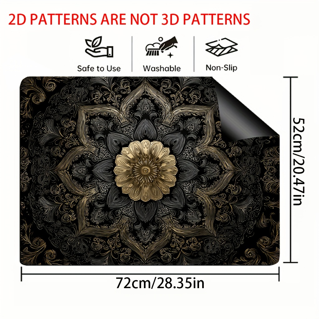 TEMU 1 pz, Tappetino protettivo piatto 2D con motivo mandala, copertura per piano cottura , tappetino da cucina extra large per copertura piano