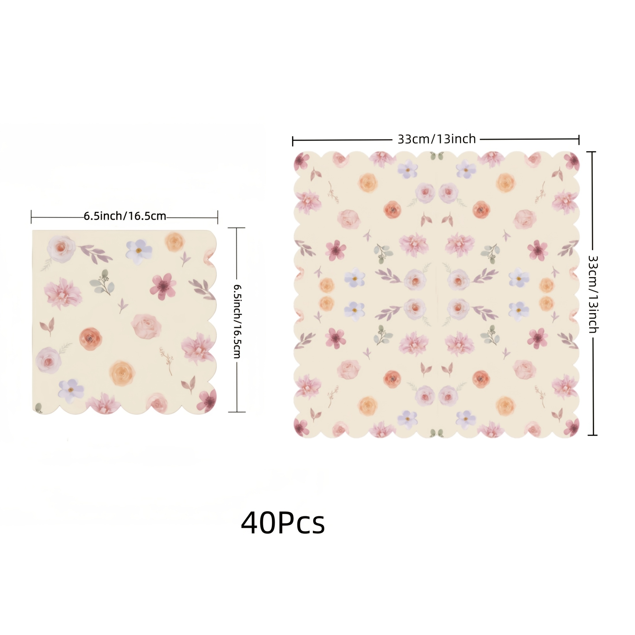 20/40/60 Retro Floral Napkins 6. 5 Inch Party Napkins, Double Layer Thickened, Suitable For Party/bridal Shower/wedding/bachelorette Party/' For School For Halloween、christmas