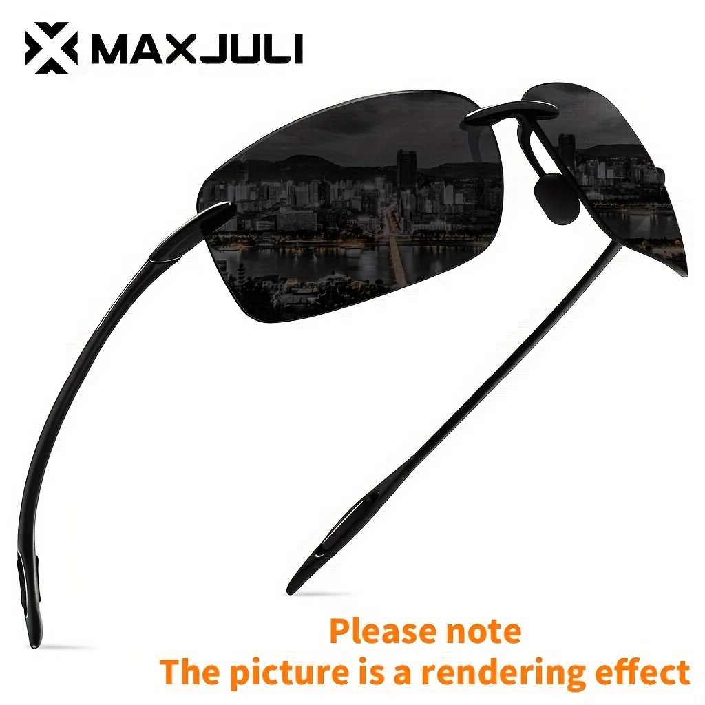 

Juli Polarized Glasses: Perfect For Sports, Fishing, Golf, Surfing & Driving - Unisex Tr90 Rimless Frame Eyewear Mj8009