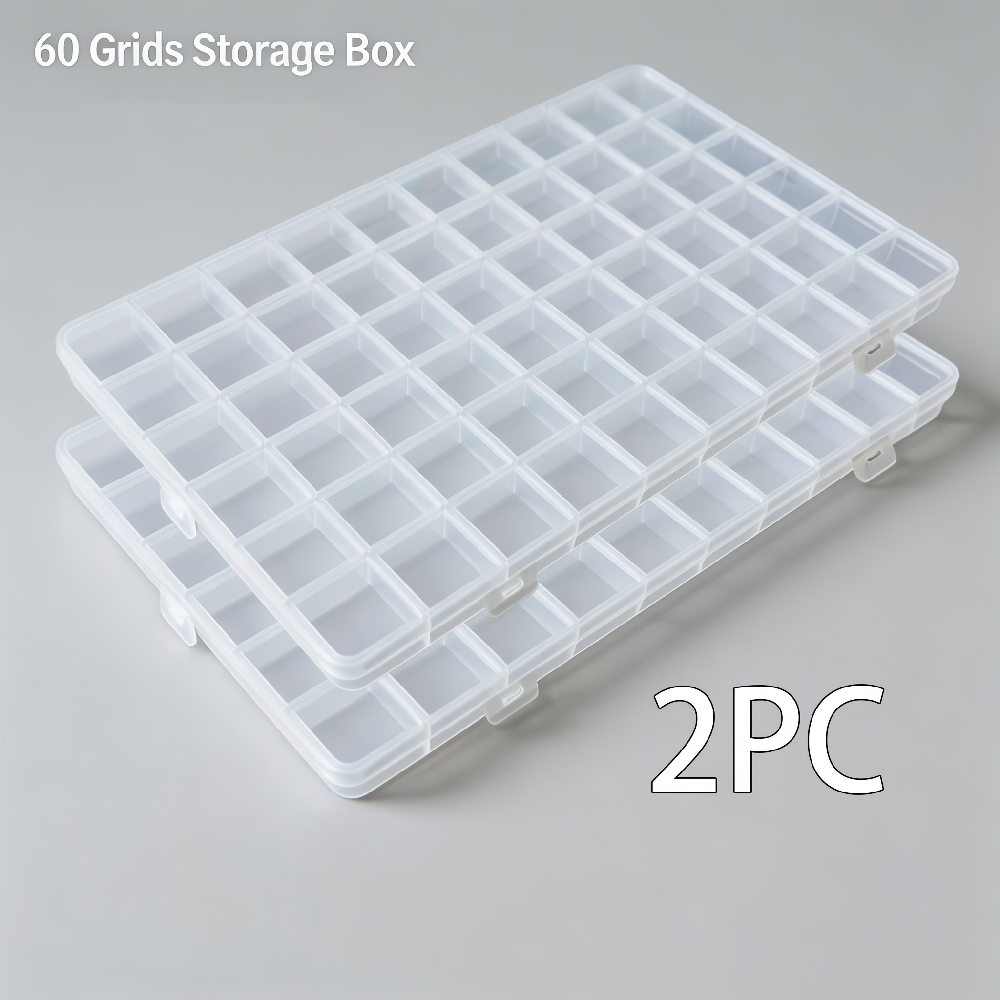 TEMU Confezione scatole portaoggetti trasparenti in plastica da 60 pezzi con , scatola di finitura resistente multiscomparto, adatta per gioielli,