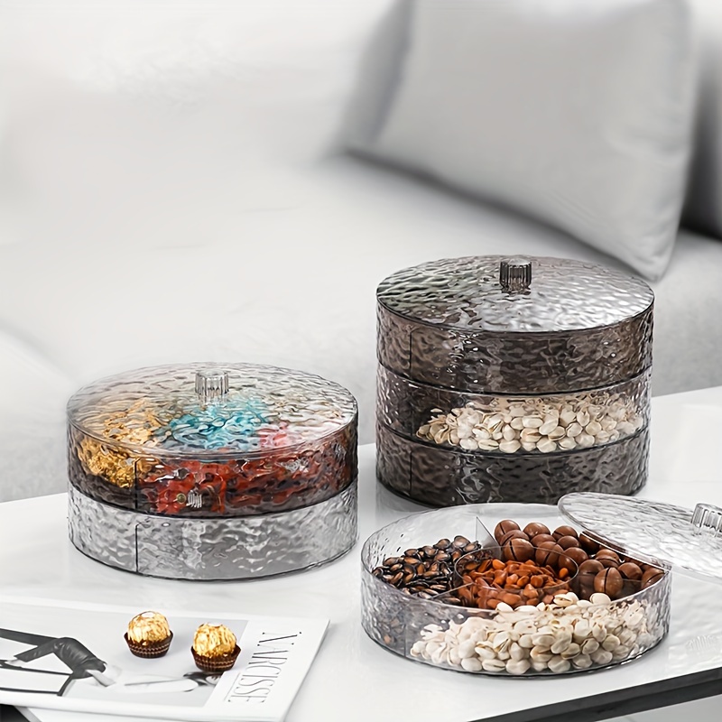 

Elegant 2-tier Snack & Fruit Serving Tray - Divided Compartments For Nuts, Melon Seeds & More - Perfect For Living Room Coffee Table