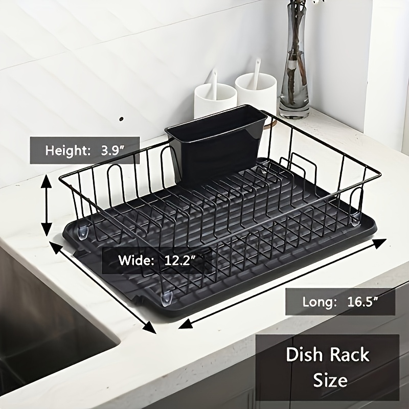 1 set of tableware drain rack kitchen counter utensil rack small stainless steel utensil drain rust resistant with black utensil rack and drainage board suitable for kitchen and rv Product details 3