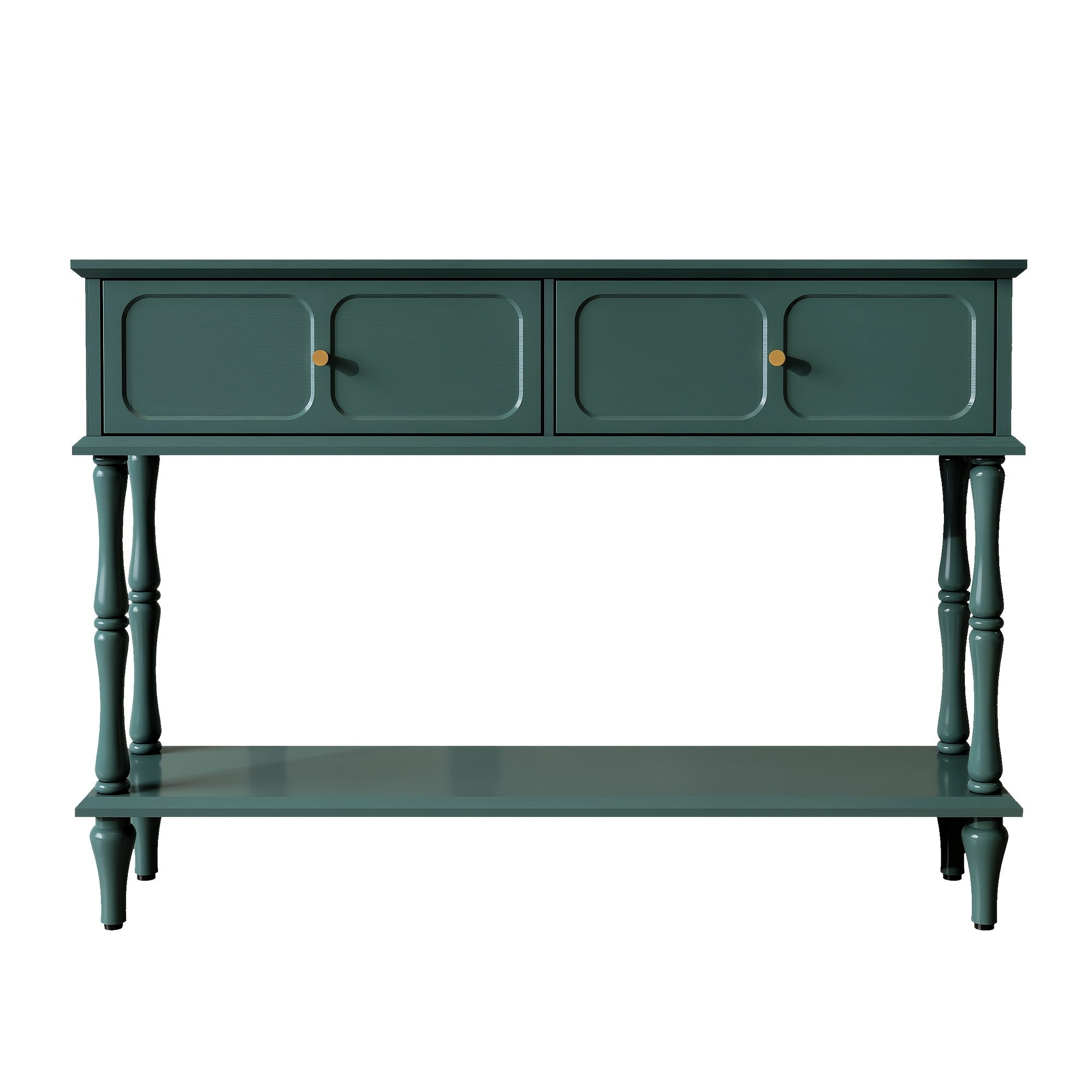 Mid-century Modern Narrow Console Table Suitable For Entryway & Behind Sofa - Wood With Frame, Storage Cabinet & Open Shelf, 2-drawer Hallway Table For Living Room, Foyer, Hallway