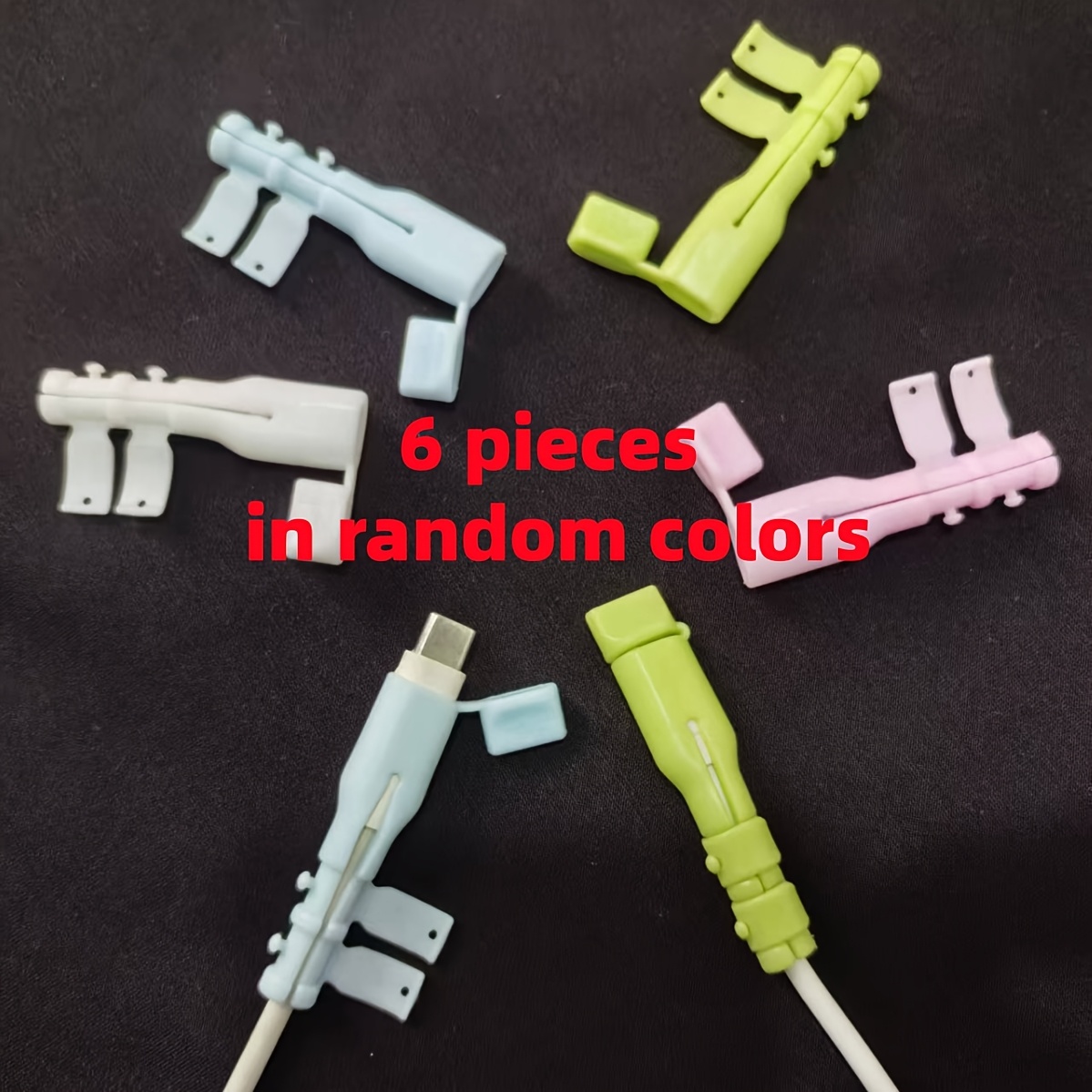 TEMU Protector de cable de carga de 6 piezas, organizador de cable antirrotura, protector de cable de , para cable de , compatible con portátiles,