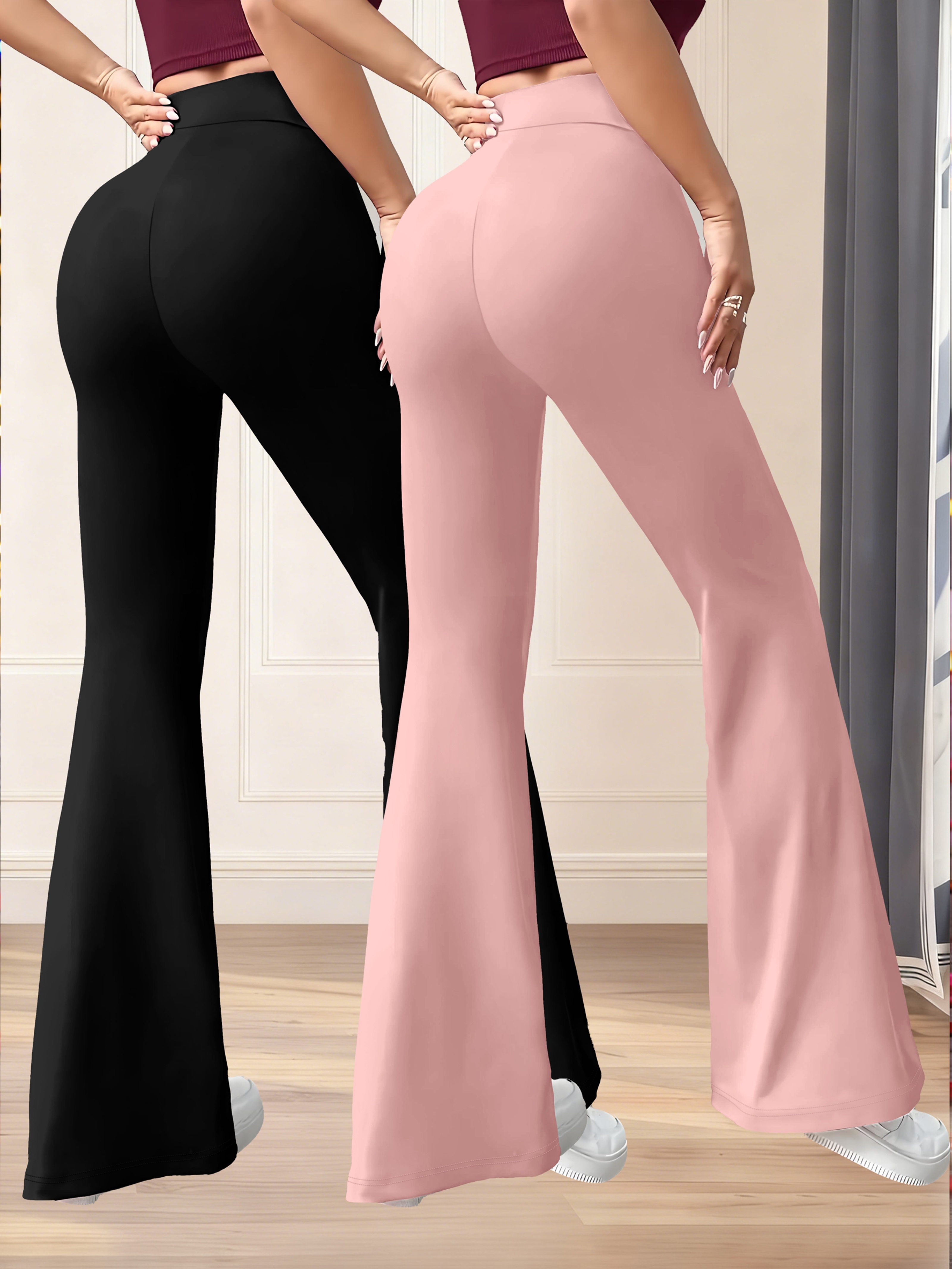 New Autumn Women's Clothing from Europe and America, NEW YORK & BROOKLYN Letter Print, Daily Casual Wear, Two-Pack of Comfortable Slim-Fit Stretch Tapered Straight-Leg Pants with Drawstring Waistband