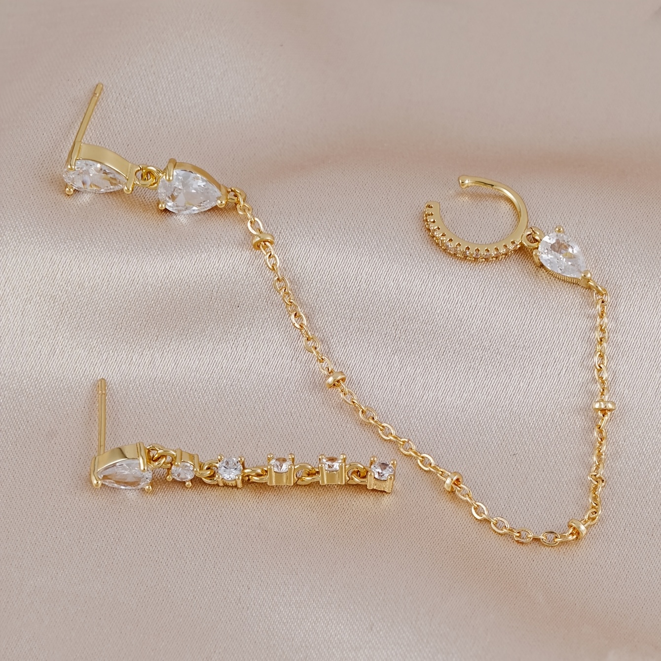 TEMU 2 pièces CYSPZMD Boucles d'oreilles élégantes rétro à clip pour femme avec pompon de à multiples gouttelettes, adaptées pour les fêtes, les