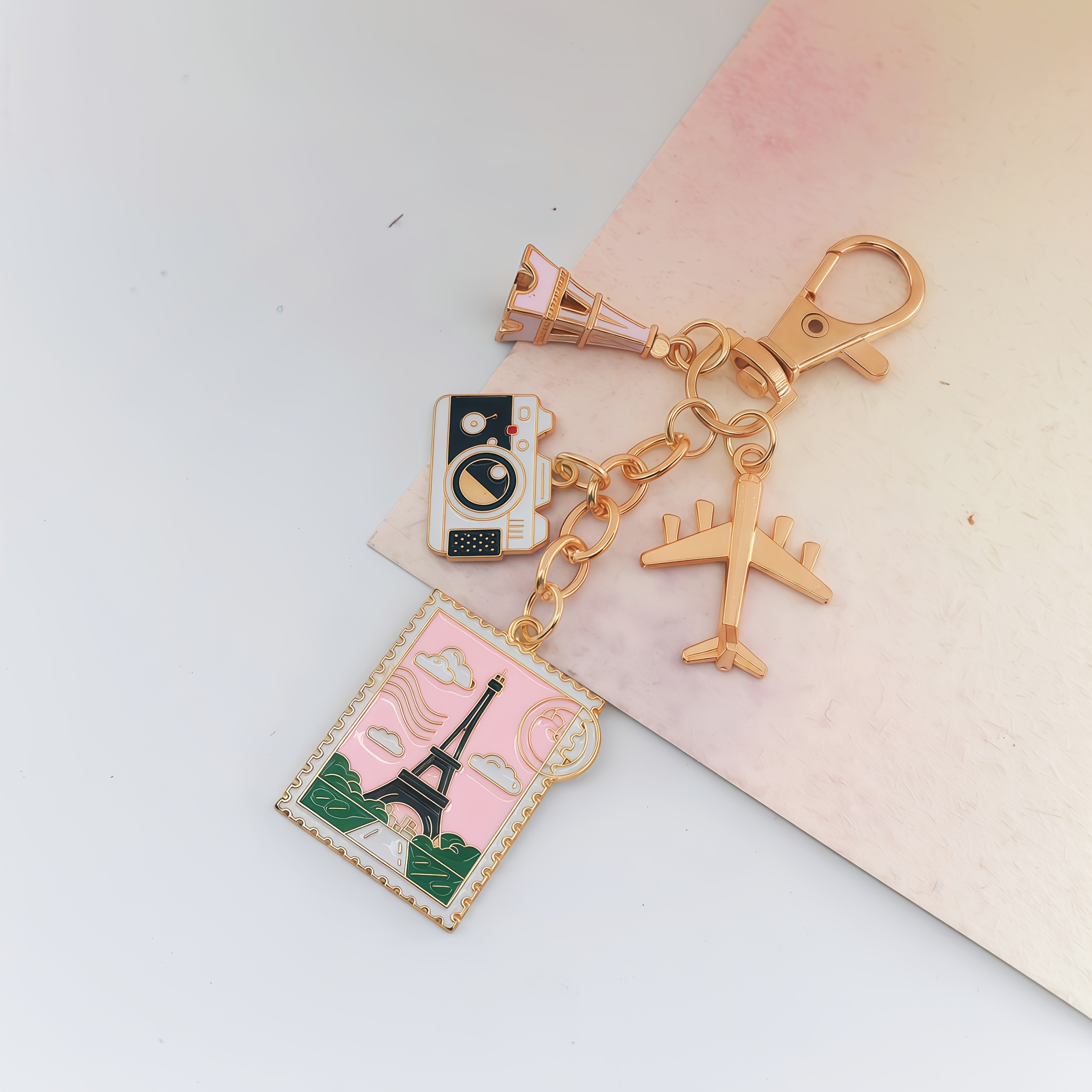 TEMU Porte-clés pour femme en sur le thème du voyage avec un motif transparent, à l' et non amovible. des pendentifs de de voyage, d'avion et