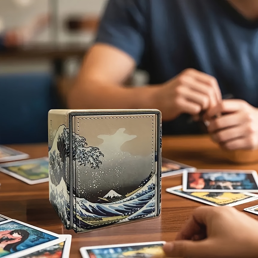 TEMU Boîte de cartes à motif ciel étoilé/ océanique, contient 200 cartes | Matériau en cuir synthétique, fermeture à , convient pour de cartes de jeu