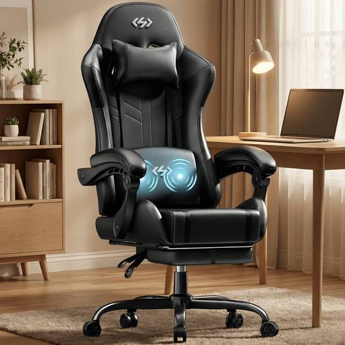 gaming-stuhl, ergonomischer videospiel-stuhl für erwachsene, gamer-computerstuhl mit kopfstütze, massage-lendenwirbelstütze, drehbarer bürostuhl
