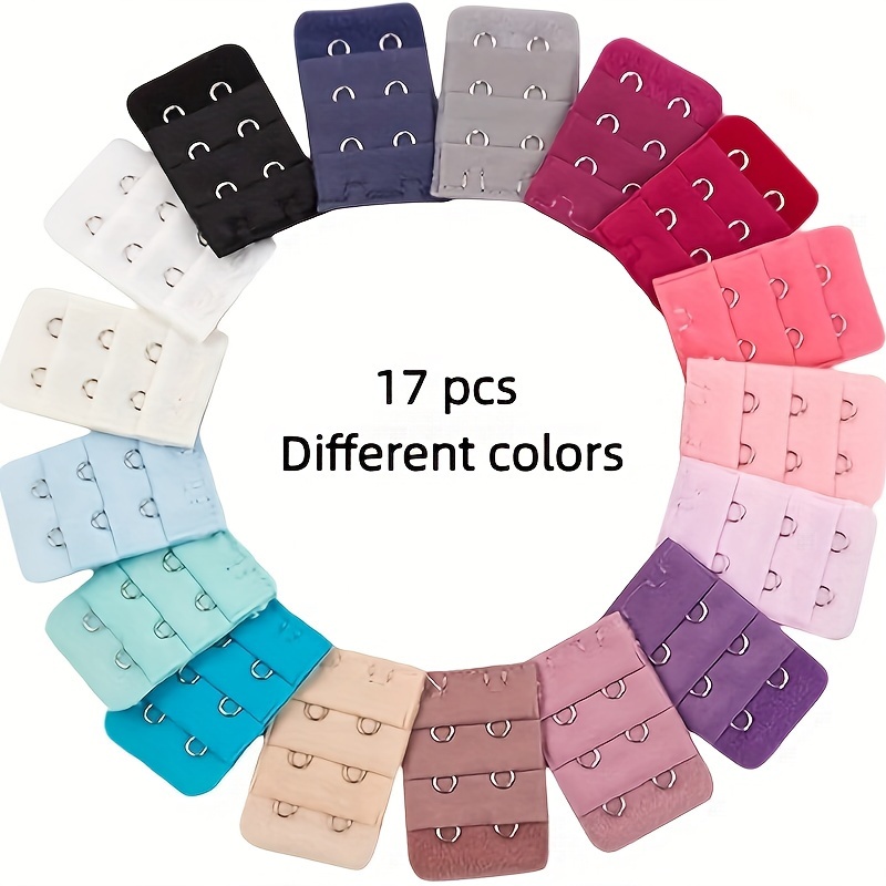 Image of 17pcs Multicolor Women's 2-hook 3-row Spacer Bra Extender