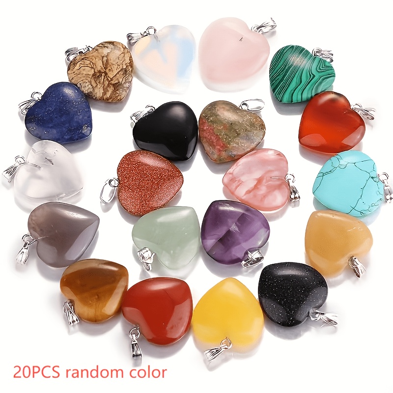 TEMU 20 Random Color Heart Pendants, Mixed Color Bulk Heart Charms, Suitable For Diy Necklaces, Earrings, Bracelets, Jewelry Making