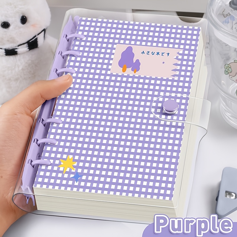 TEMU A6 Cute Clear Pvc Binder Notebook, Detachable Loose-leaf Journal, 120 Pages Lined/blank Paper, Large Capacity No Design, Soft Handfeel Planner