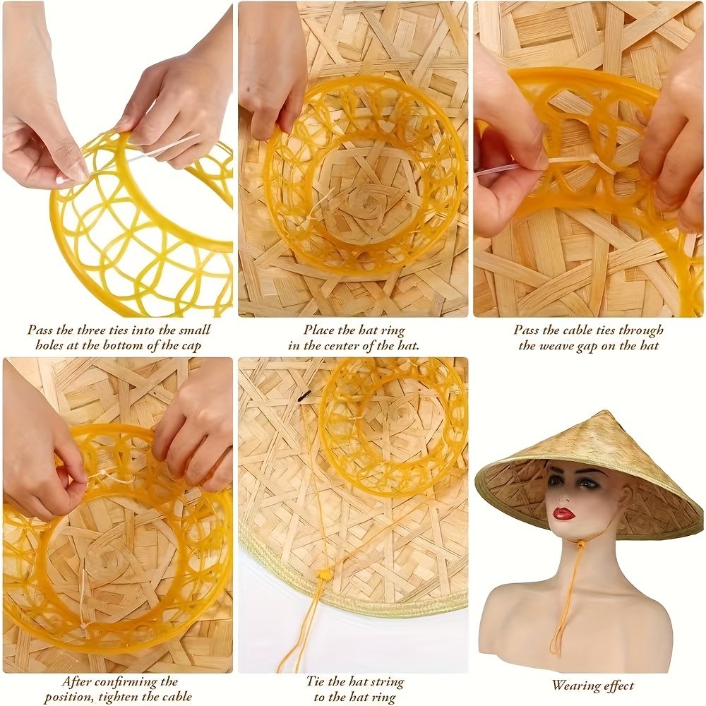 Little Asian Boy Asian Style Straw Hat Mystical Eastern Style Hat