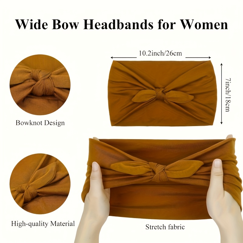 [Soft Satin Headband Set] 4pcs Wide Bunny Elastic Satin Headband Set | Soft and Comfortable, Non-Slip, African Style Thick Sports Gym Head Wrap - Women's Valentine's Day/Christmas Gift