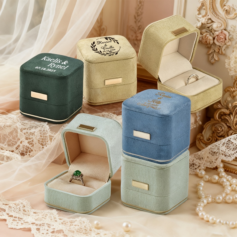 Personalized Luxury Plush Velvet Ring Box