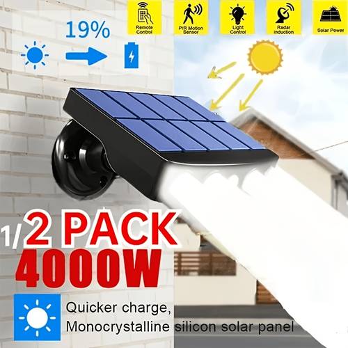 item picture 2pcs solar intelligent light controlled angle sensing wall light ip44 warm white light automatic dusk to dawn switching suitable for yard porch terrace and garden