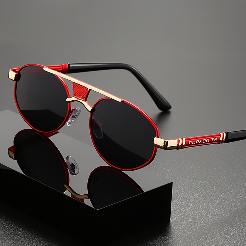 Image of Popecctr Steampunk Sunglasses Full-rim Retro Frame Suitable For Beach, Party, Travel, Outdoor Wear, Wide Eyewear For Daily Use, Hand Washable, Full-rim Coverage For Historical &