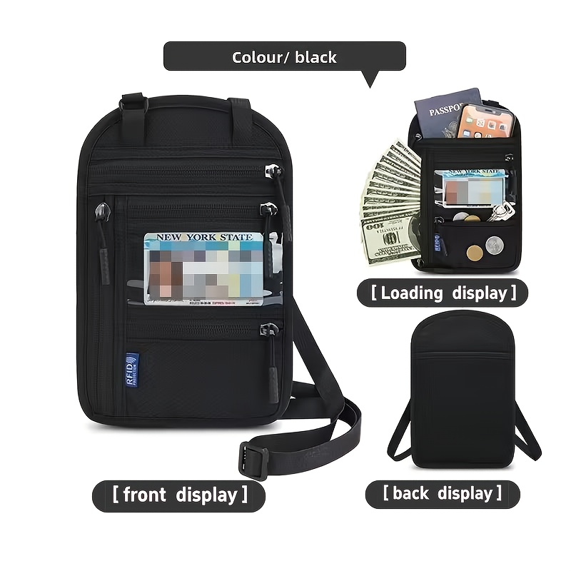 E-shop Mehrfarbiger Reisepasshalter im neuen Design, multifunktionaler Reisedokumenten-Organizer, RFID-blockierende -Wallet-Tasche, Hals- oder
