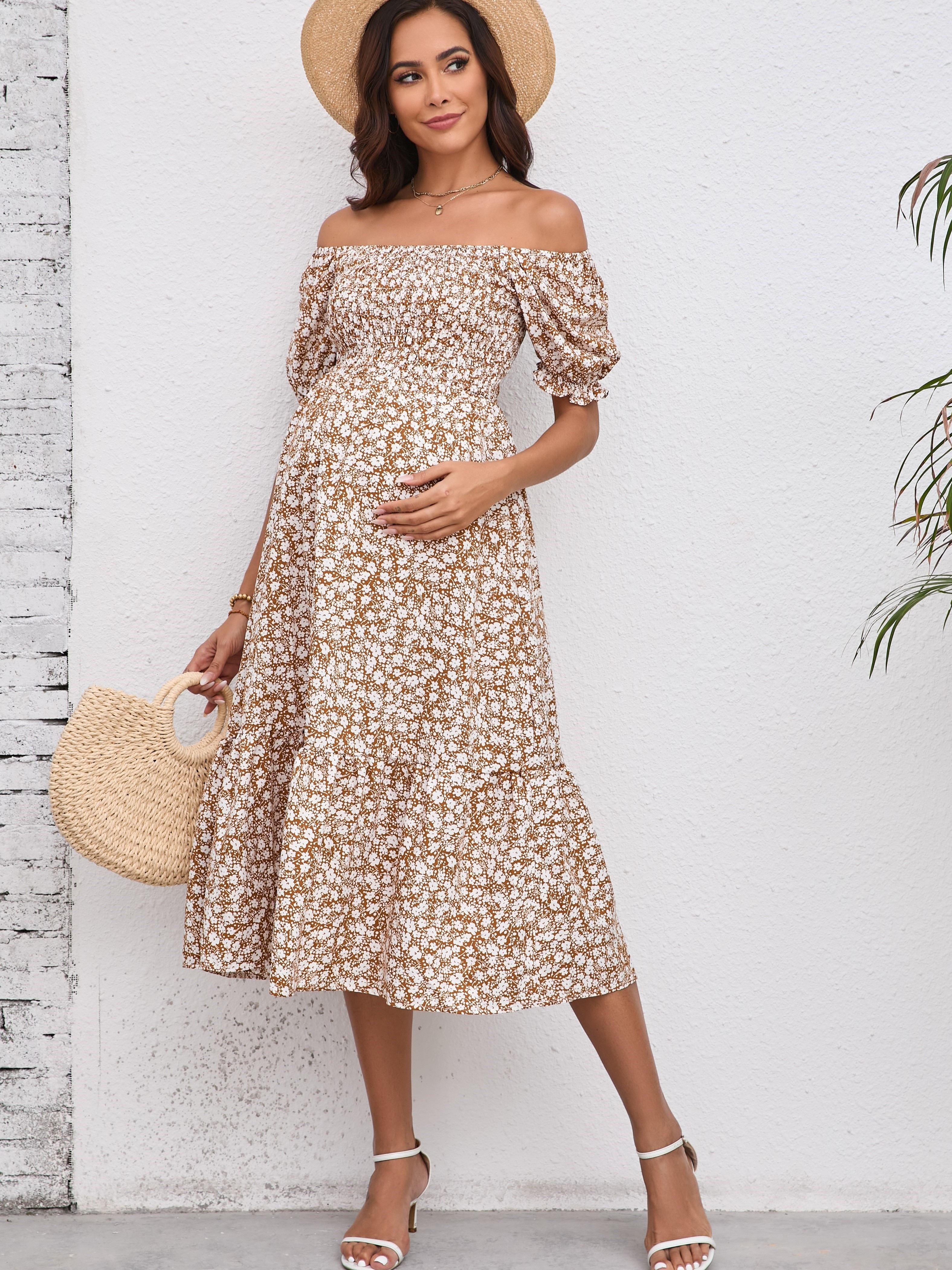 white christmas dresses Angel Maternity Daphne Reversible Maternity Baby Shower Dress in Lilac Floral