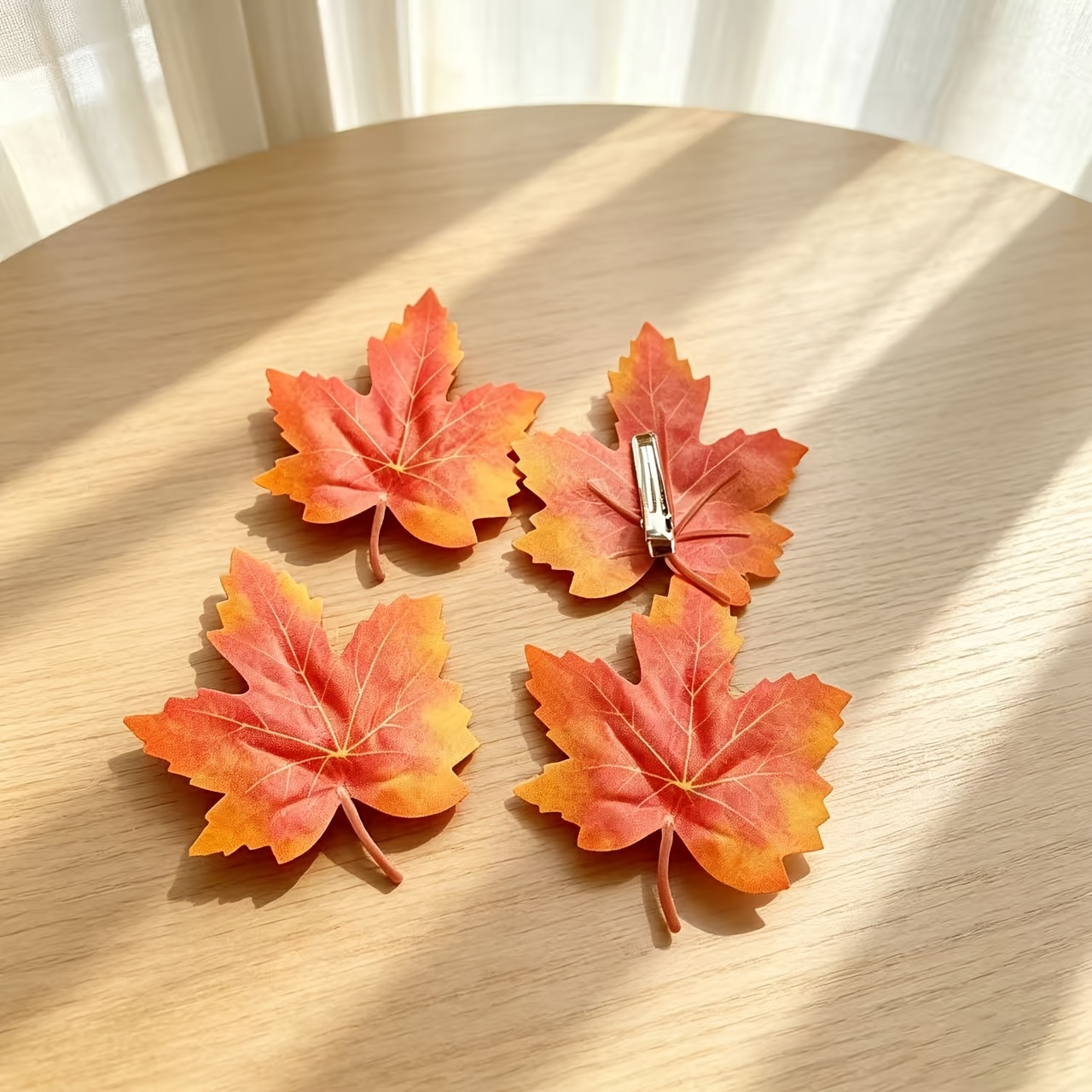 TEMU Autumn Maple Leaf Hair Clip Vintage Leaf Side Clip Aesthetic Photo Hair Accessory Girly All-match Bangs Clip