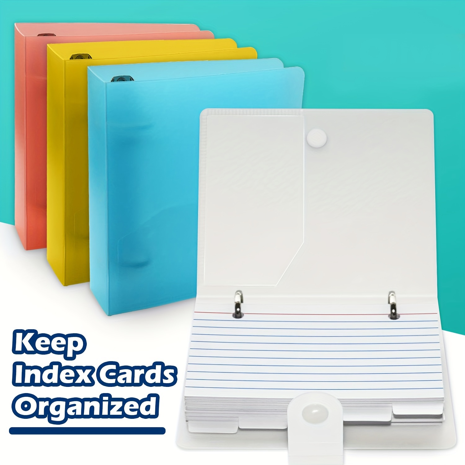 

3x5 Lined Index Cards With 1 Ring Binder Holder And 5 Dividers, 100 Ruled Cards, White - Perfect For Note-taking, Study, And Recipe Organization