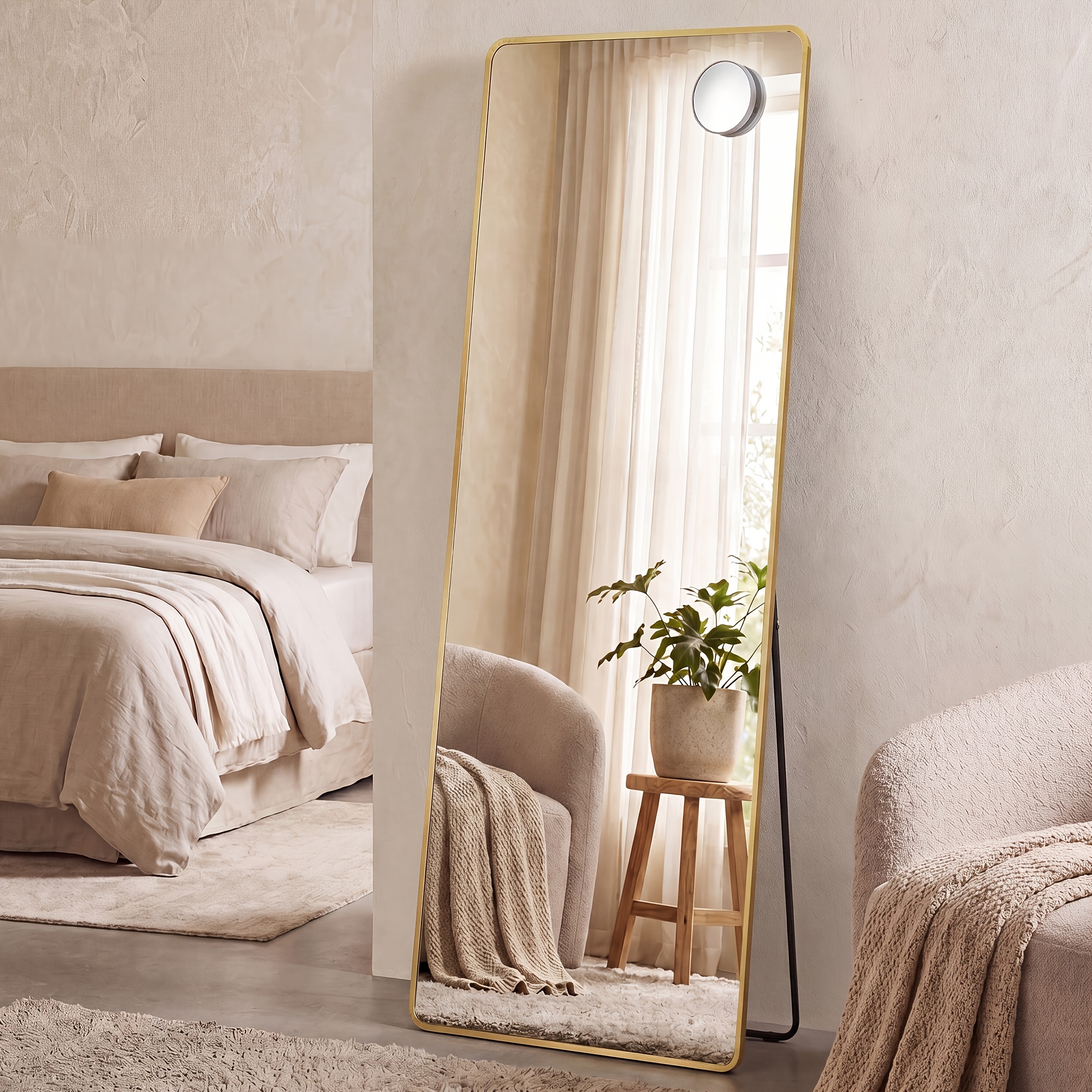Image of Full-length Floor Mirror 160x50cm, Rectangular Standing Mirror With 5x Magnification, Shatterproof Hd Glass, Large Freestanding Dressing Mirror For Bedroom, Living Room &