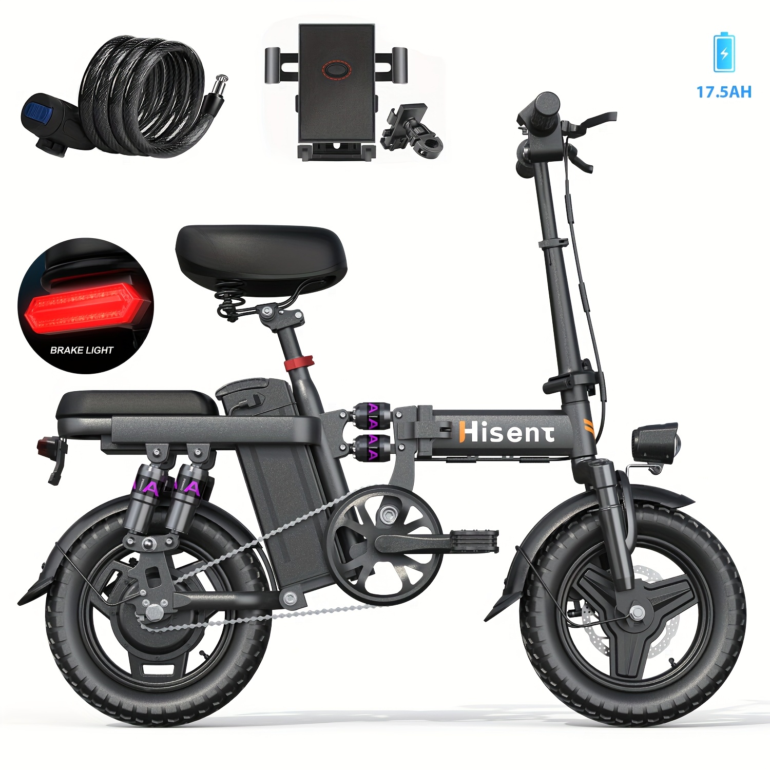 ge5 adult foldable electric bike 48v 10a 15a 17 5a removable Temu