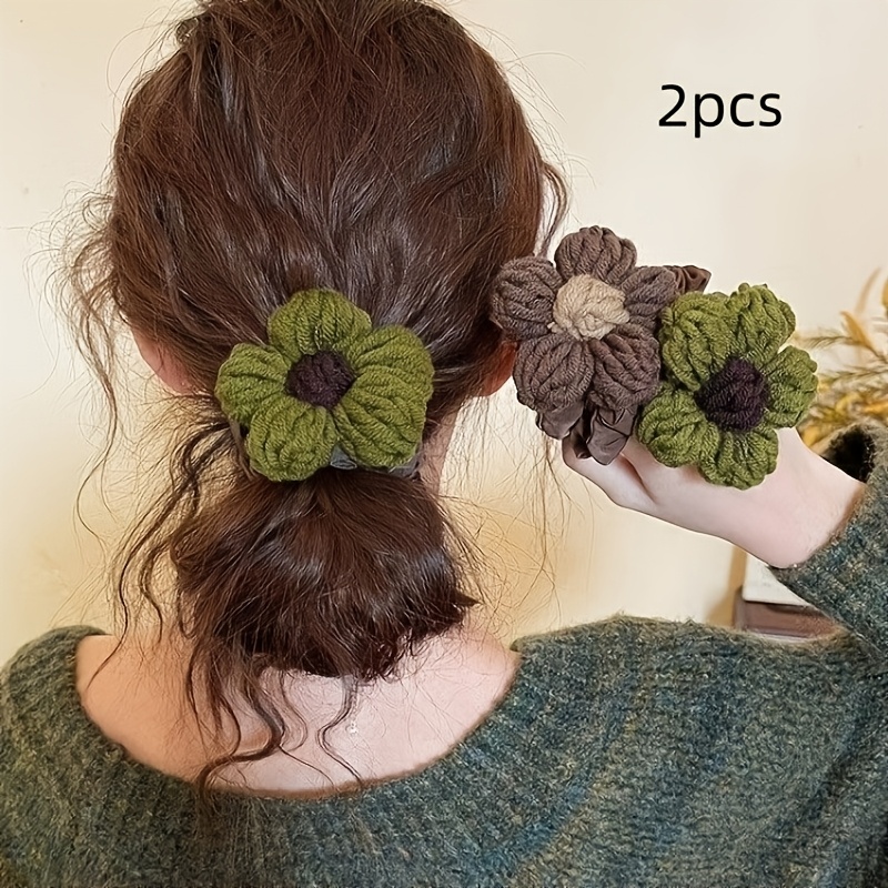 TEMU 2pcs New Autumn/winter Style Hair Ties, Small Hair Loops, Autumn/winter Braiding Tool, Hair Ties, Hair Accessories