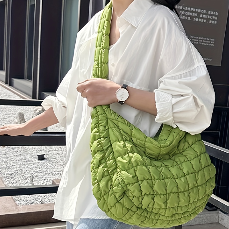 

Quilted Tote Bag - Stylish Shoulder & -body Handbag In Lime Green, Purple, Yellow | Lightweight Polyester With Zip Closure And Fixed Strap