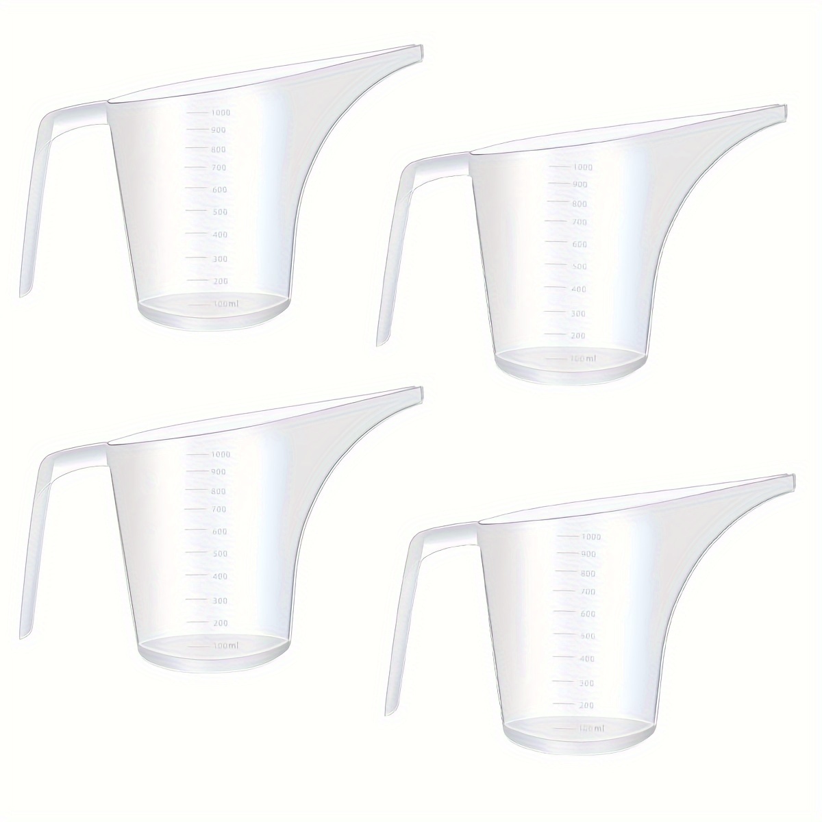 

4pcs, Funnel Pitcher, Long Spout Measuring Cup, Plastic Measuring Cup With Scale, Plastic Measuring Cup For Soap Making Batter Pour Muffin Pastry Cake Making, Plastic Measuring Jug Cup, Baking Tools