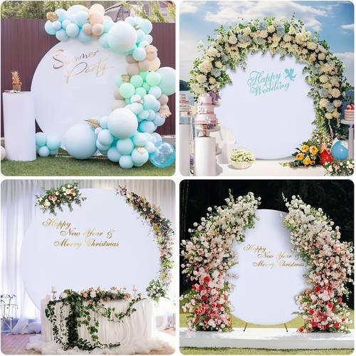 1pc, 7.2x7.2ft Round Backdrop Cover, Circle Backdrop Cover Round Fabric Photo Background for Photography Party Birthday Wedding Baby Shower Home Decorations, Excluded Round Frame