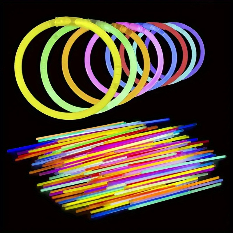 100 Leuchtstäbe 20 Cm - Mit 50 Steckverbindern, 8 Farben, Für Parties, Festivals & Events