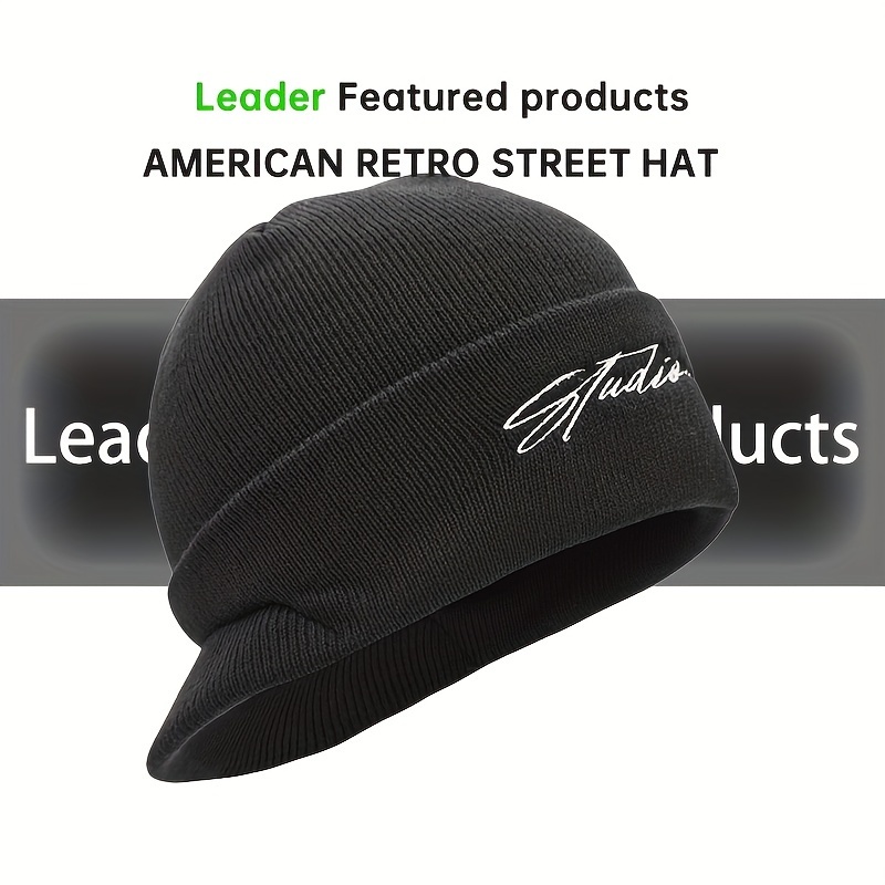 Image of Vintage-style Beanie With Brim, Embroidered Pattern, Suitable For Daily Casual Wear, Outdoor Activities, Hiking, Trekking, Skiing, And Cycling