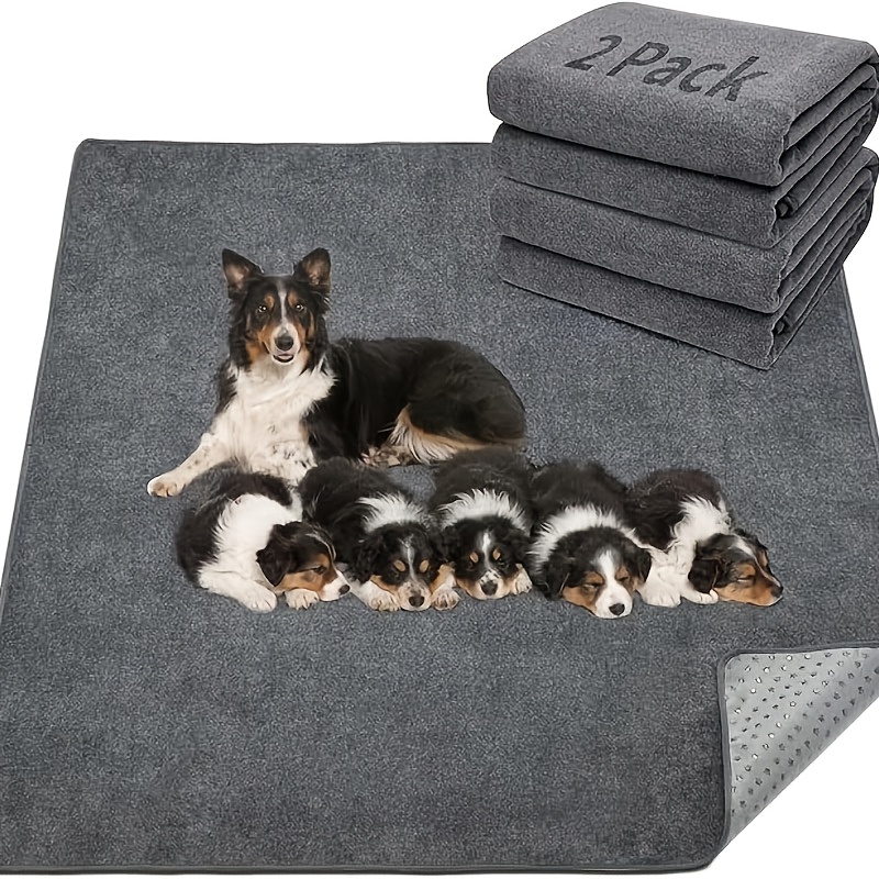 2-Pack Extra-Large Reusable Dog Potty Pads, Non-Slip Washable Mats for Floor, Crate, Or Playpen, Fast-Absorbent And Durable Pet Whelping Pads for Incontinence, House Training & Holiday Home Cleaning, 88.9X119.38cm, Gray - Image 2