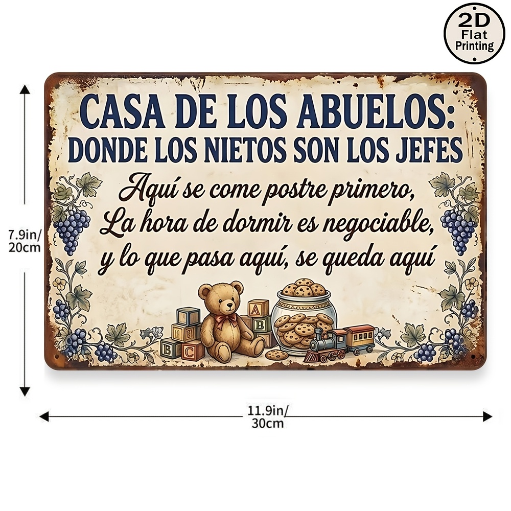 TEMU 2D, 2D - 1 pieza de impresión 2D, Placa de pared cuadrada de metal vintage de 8x12, Letrero de pared, Para en el hogar: es el jefe, es , La hora
