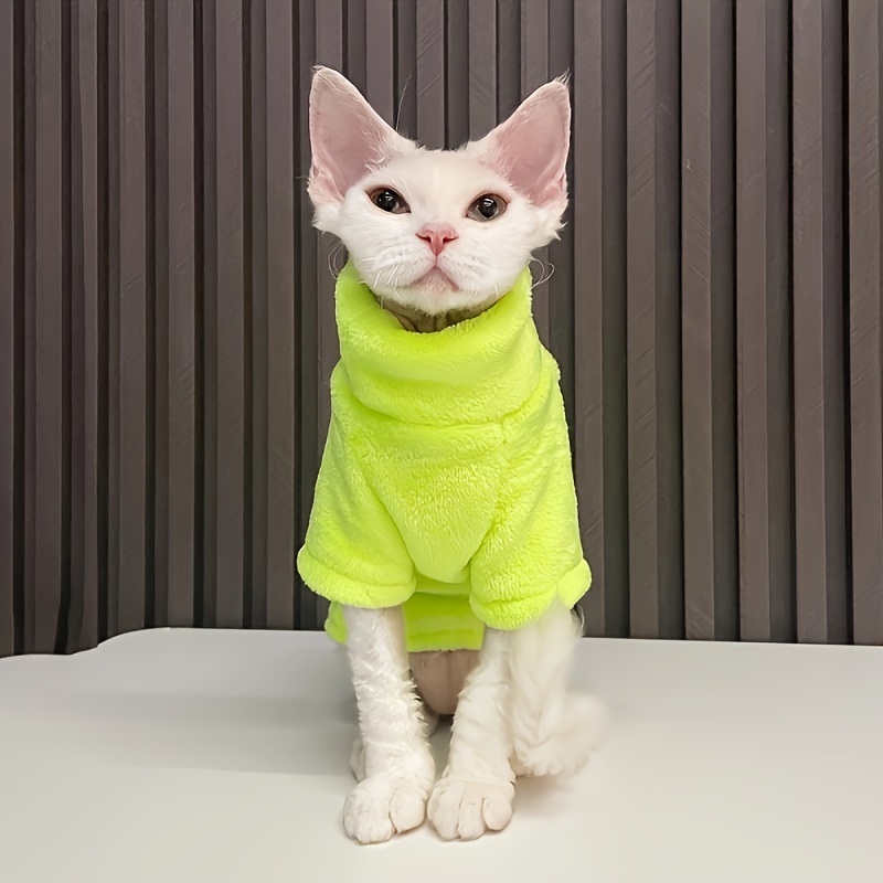 

All-season Comfort Cotton Blend Cat Sweater – Soft Woven Pullover For Hairless Cats, Machine Washable, Ideal For Mini & Toy Breeds, Cute Faux Fur Cat Apparel For Spring, Summer, Autumn & Winter