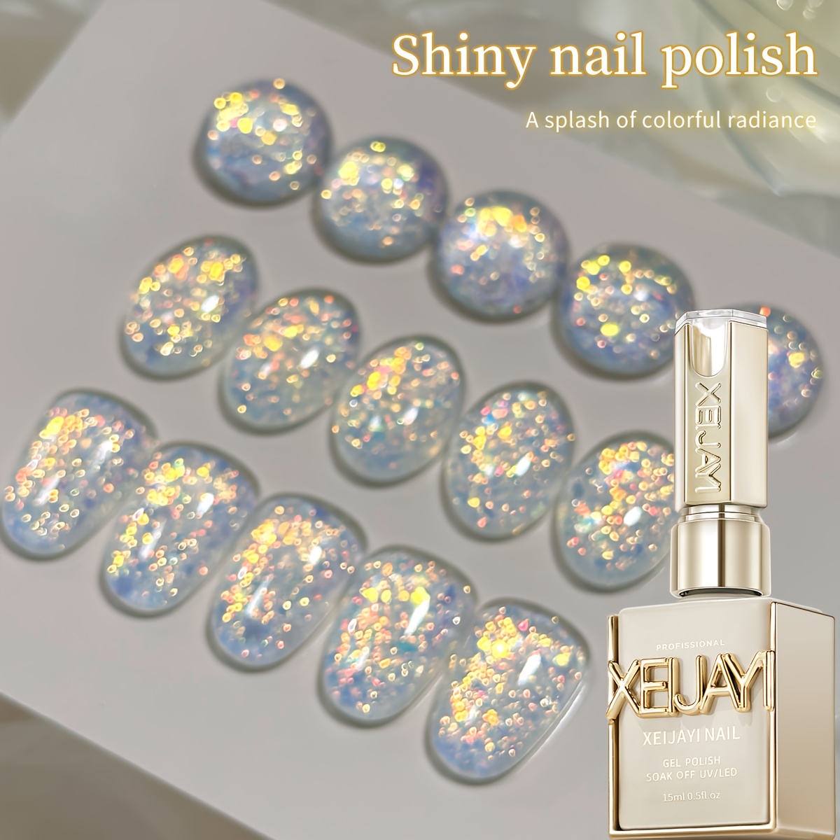 Image of Xeijayi /korean Glitter Gel Polish - 15ml /led Nail Polish Suitable For Salon & Diy, Soaking Gel, -free For Nail , Compatible For Or