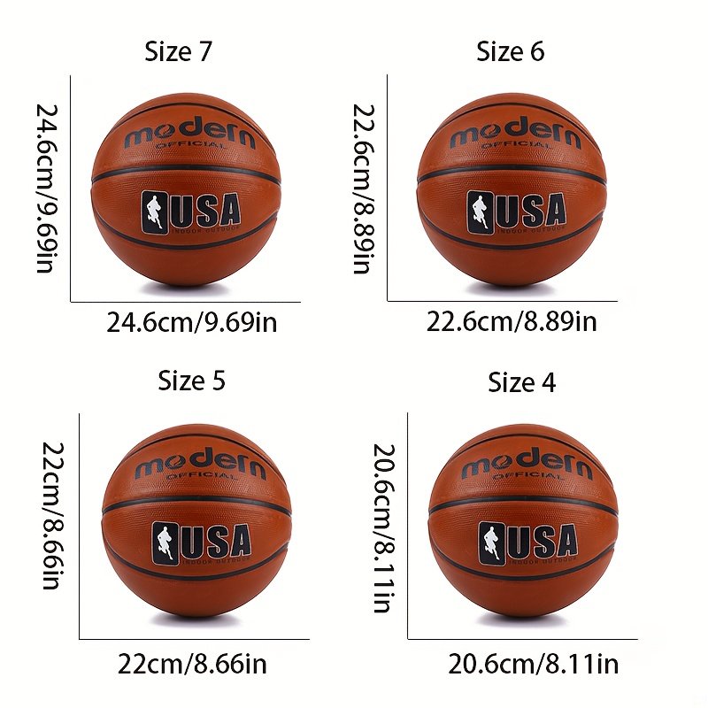 1pc Official Size 4/5/6/7 Basketball - Durable Rubber Indoor/Outdoor Game Ball with Official USA Logo & Silhouette Design - Brown Professional Basketball for Adults, Teens, Teams & New Players, Outdoor Sports Equipment, Indoor Sports Gear, Highquality Sports Ball