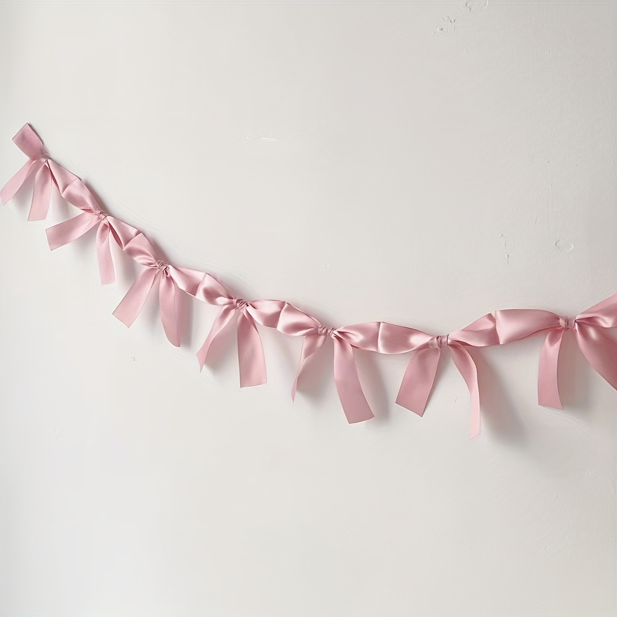 1/8pcs Ins Bow Ribbon Wreath Pull Flag Princess Room Wall Hanging Decoration Banner Party Banner Photo Prop Gathering Decoration