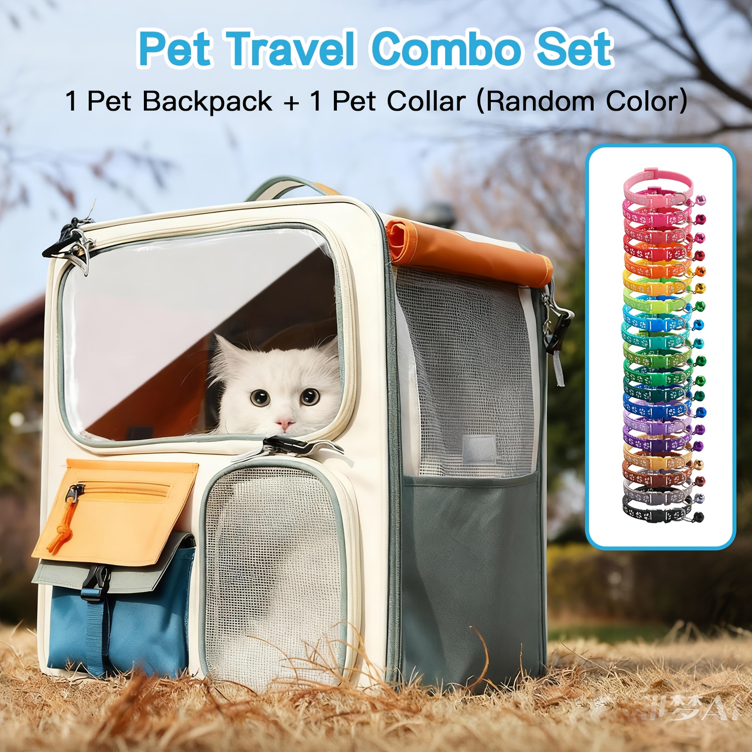 TEMU Spacious 45l For Cat Carrier Backpack, Ideal For Cats And Dogs Under 27.56lbs, , Ventilated And Breathable Design, Set Includes 1 Pet Backpack +