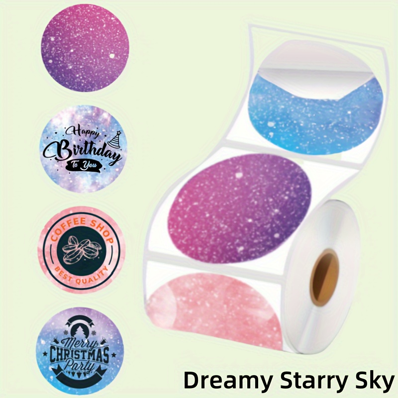 Image of 1roll/140pcs, 2inch/5cm Round Thermal Labels, Thermal Printer Labels, Shipping, Thank You Labels, Logo Labels, Round Direct Thermal Stickers 500 Labels For Thermal Printers, Starry Sky
