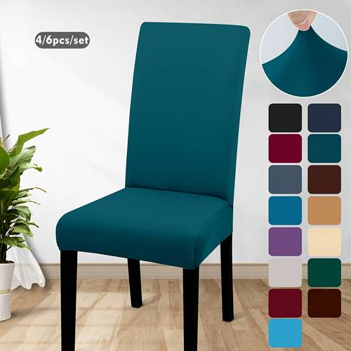 4 6pcs set of elastic chair cover multi color chair cover seat protector suitable for banquet hall room bedroom living room home decoration
