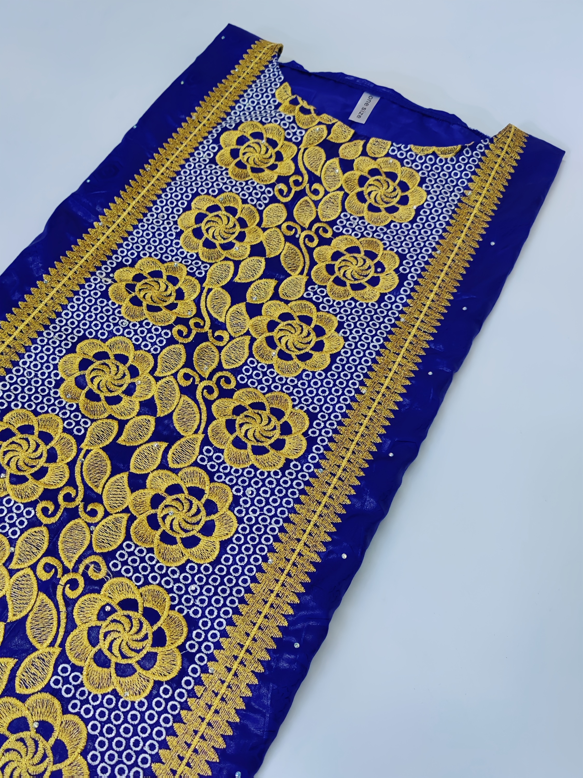 royal blue and gold traditional wedding dresses Royal Blue two-piece Kaftan Wedding Dress | Golden Hand Embroidery main image 0