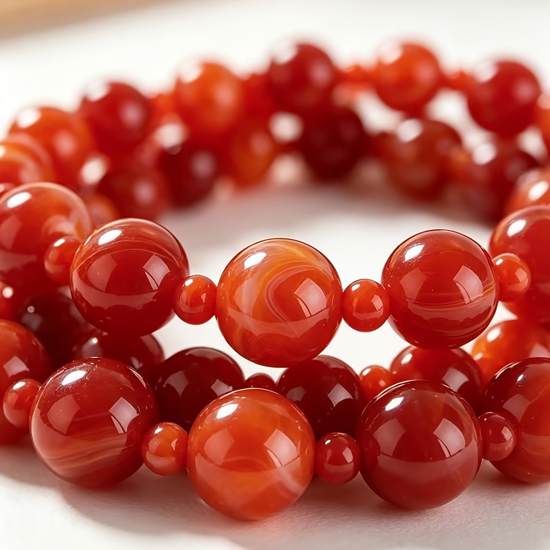 Natural Red Thread Vein Agate Double-Strand Bracelet, Vintage