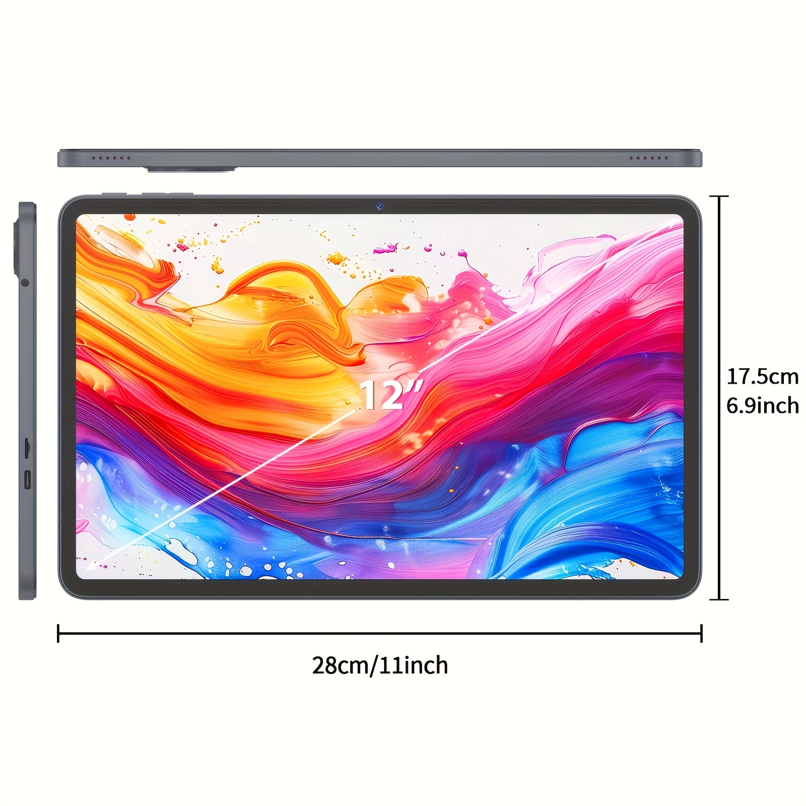 Android 16 System Android Tablet, 12-inch Tablet with Keyboard, 24GB (8GB+16GB) RAM+ 256GB ROM, 5MP+13MP Camera, Supports 2.4G and 5G WiFi, Adopts IPS Display, Includes GMS Services, 2-in-1 Tablet, Comes with Protective Cover, Mouse, and Stylus