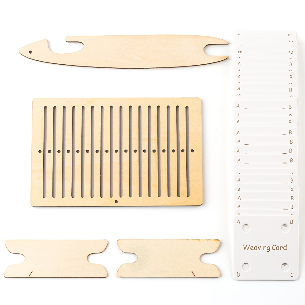 

A Simple Weaving Kit, Consisting Of 2 Wooden Weaving Tools, 60pcs Of Card Weaving Tapes, And 2 Weaving Shuttles, With Layered Cardstock Weaving Cards, For Diy Hand Weaving Of Straps And Waist Tools.