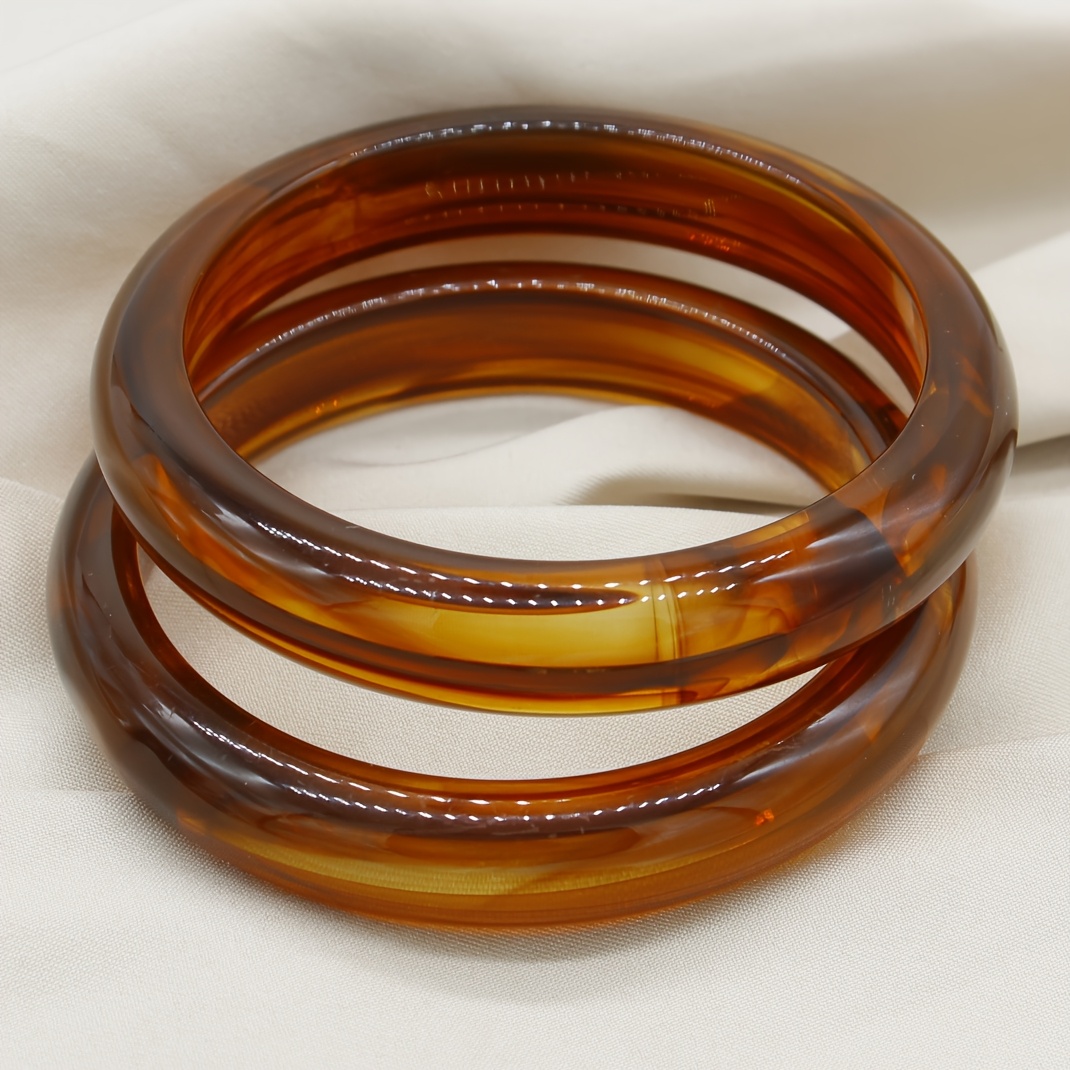 2pcs Vintage Boho Style Resin Bangle Bracelets for Women